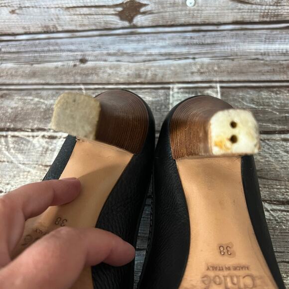 Vintage Chloe Heels Leather Made in Italy Size 38 7-1/2 7.5 - Picture 9 of 9